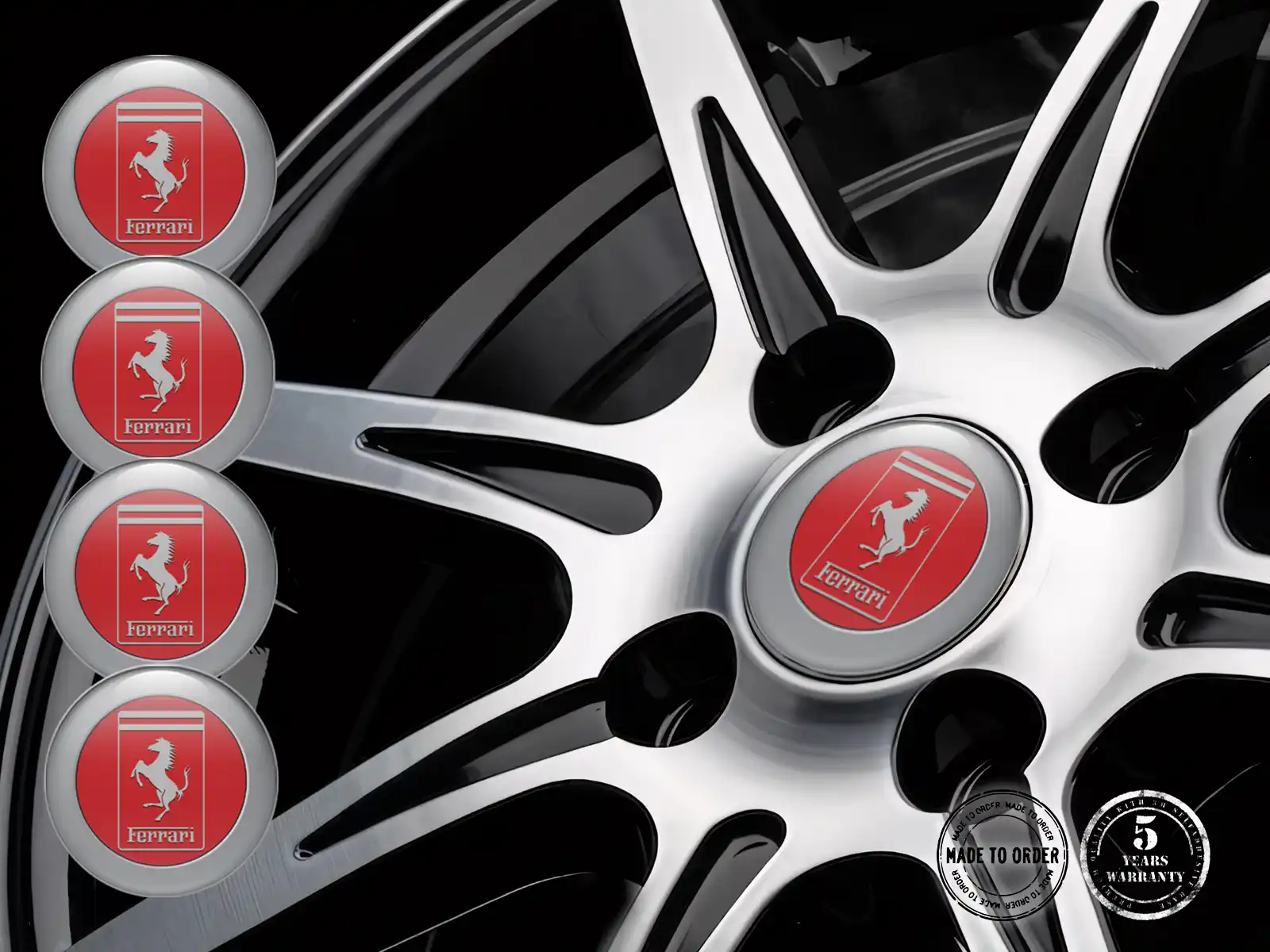 Ferrari Gewölbte Label Stil Premium Radplaketten